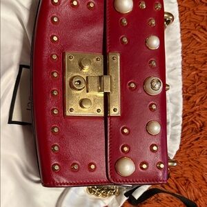 Red Studded Leather Bag